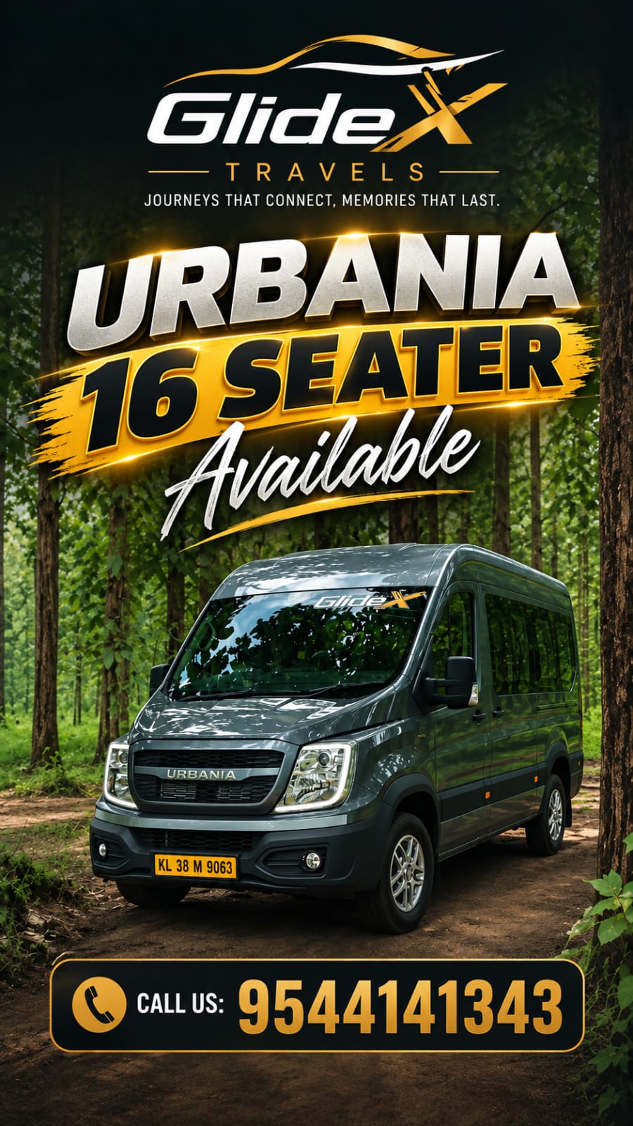 GlideX Travels Urbania 16-seater vehicle